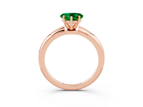 Rose gold Heart Cut Emerald Solitaire Ring with Six-Prong Setting and Classic Band_3