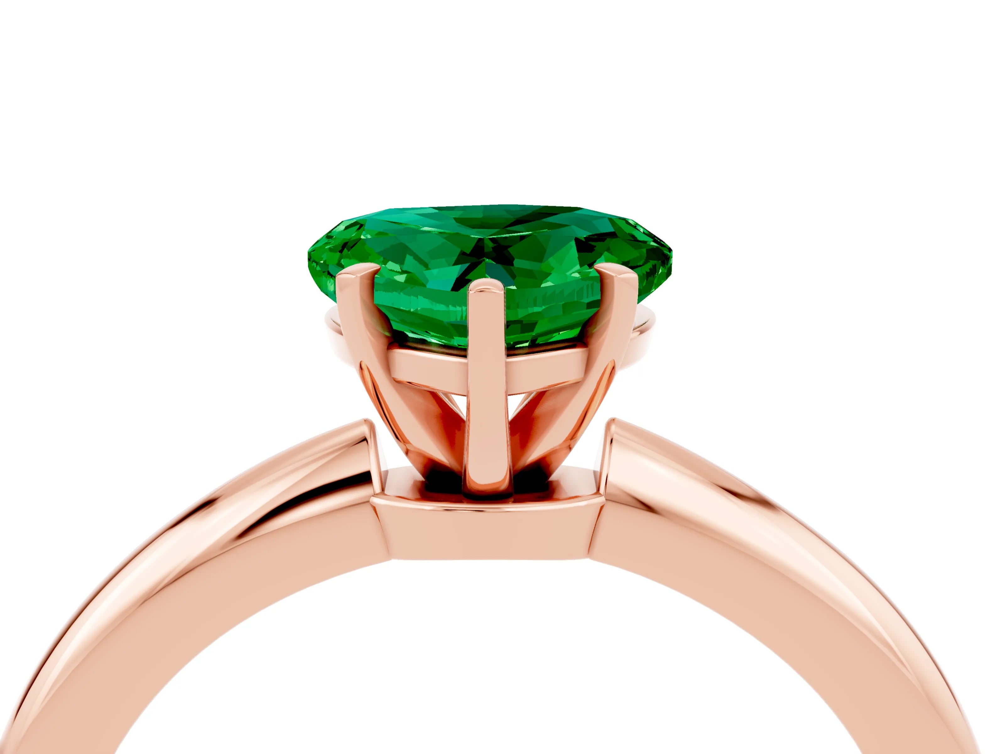 Rose gold Heart Cut Emerald Solitaire Ring with Six-Prong Setting and Classic Band_4