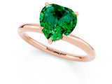 Rose gold Heart Cut Emerald Solitaire Ring with Thin Band and Four-Prong Setting_1
