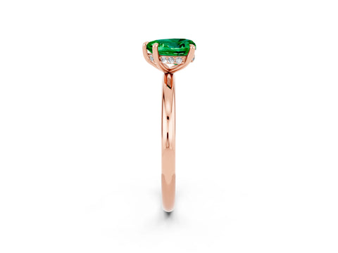 Rose gold Heart Cut Emerald Solitaire Ring with Thin Band and Four-Prong Setting_2
