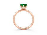 Rose gold Heart Cut Emerald Solitaire Ring with Thin Band and Four-Prong Setting_3