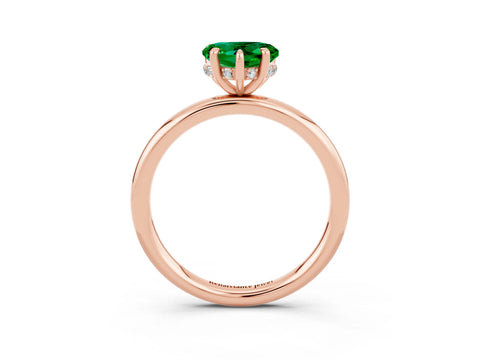 Rose gold Heart Cut Emerald Solitaire Ring with Thin Band and Four-Prong Setting_3