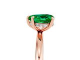 Rose gold Heart Cut Emerald Solitaire Ring with Thin Band and Four-Prong Setting_5