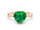 Rose gold Heart Cut Emerald Solitaire Ring with Thin Band and Prong Setting_12