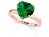 Rose gold Heart Cut Emerald Solitaire Ring with Thin Band and Prong Setting_13