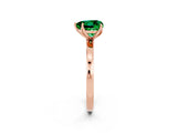 Rose gold Heart Cut Emerald Solitaire Ring with Thin Band and Prong Setting_14