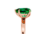 Rose gold Heart Cut Emerald Solitaire Ring with Thin Band and Prong Setting_17