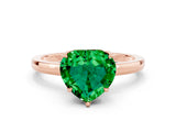 Rose gold Heart Cut Emerald Solitaire Ring with Thin Band and Prong Setting_24