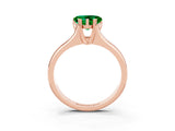 Rose gold Heart Cut Emerald Solitaire Ring with Wide Band and Prong Setting_3