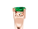 Rose gold Heart Cut Emerald Solitaire Ring with Wide Band and Prong Setting_5