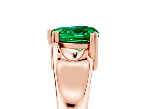 Rose gold Heart Cut Emerald Solitaire Ring with Wide Band and Prong Setting_5