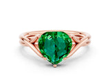 Rose gold Heart Cut Emerald Solitaire Twist Band Prong Setting Ring_36