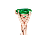 Rose gold Heart Cut Emerald Solitaire Twist Band Prong Setting Ring_41