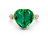 Rose gold Heart Cut Emerald Solitaire Twisted Band with Round  Accents and Prong Setting_12
