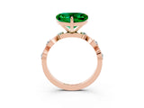 Rose gold Heart Cut Emerald Solitaire Twisted Band with Round  Accents and Prong Setting_15