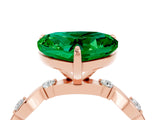 Rose gold Heart Cut Emerald Solitaire Twisted Band with Round  Accents and Prong Setting_16