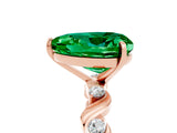 Rose gold Heart Cut Emerald Solitaire Twisted Band with Round  Accents and Prong Setting_17