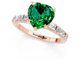 Rose gold Heart Cut Emerald Solitaire with Side Baguettes and Channel Set Band_1