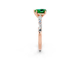 Rose gold Heart Cut Emerald Solitaire with Side Baguettes and Channel Set Band_2