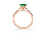 Rose gold Heart Cut Emerald Solitaire with Side Baguettes and Channel Set Band_3