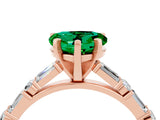 Rose gold Heart Cut Emerald Solitaire with Side Baguettes and Channel Set Band_4
