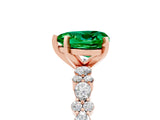 Rose gold Heart Cut Emerald Solitaire with Side Stones, Pave Band, Four-Prong Setting_29