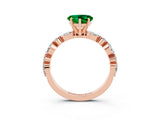 Rose gold Heart Cut Emerald Solitaire with Side Stones on a Pavé Band and Four-Prong Setting_3