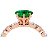 Rose gold Heart Cut Emerald Solitaire with Side Stones on a Pavé Band and Four-Prong Setting_4