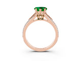 Rose gold Heart Cut Emerald Split Shank Engagement Ring with Pavé Band_3