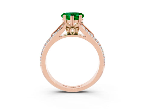 Rose gold Heart Cut Emerald Split Shank Engagement Ring with Pavé Band_3