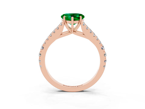 Rose gold Heart Cut Emerald Split Shank Pavé Engagement Ring with Four-Prong Setting_15