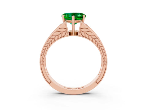 Rose gold Heart Cut Emerald Split Shank Ring with Pavé Band and Four-Prong Setting_3