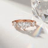 Rose gold Heart Cut Five-Stone Prong Set Diamond Ring with Classic Band_15