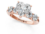 Rose gold Heart Cut Five-Stone Prong Set Diamond Ring with Classic Band_45