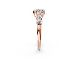 Rose gold Heart Cut Five-Stone Prong Set Diamond Ring with Classic Band_46