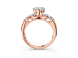 Rose gold Heart Cut Five-Stone Prong Set Diamond Ring with Classic Band_47