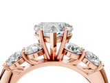 Rose gold Heart Cut Five-Stone Prong Set Diamond Ring with Classic Band_48