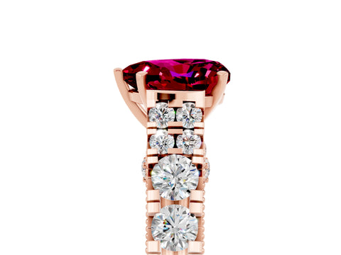Rose gold Heart Cut Garnet Classic Solitaire Ring with Pavé Band and Four-Prong Setting_5