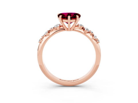 Rose gold Heart Cut Garnet Cluster Side Stone Solitaire Ring with Prong Setting_27