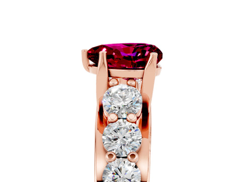 Rose gold Heart Cut Garnet Engagement Ring with Pavé Band and Four-Prong Setting_5