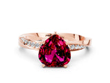 Rose gold Heart Cut Garnet Engagement Ring with Side Stone Accents and Four-Prong Setting_60