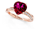 Rose gold Heart Cut Garnet Engagement Ring with Side Stone Accents and Four-Prong Setting_61
