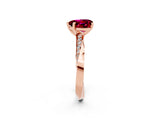 Rose gold Heart Cut Garnet Engagement Ring with Side Stone Accents and Four-Prong Setting_62