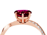 Rose gold Heart Cut Garnet Engagement Ring with Side Stone Accents and Four-Prong Setting_64