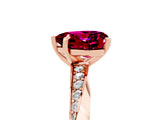 Rose gold Heart Cut Garnet Engagement Ring with Side Stone Accents and Four-Prong Setting_65