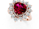 Rose gold Heart Cut Garnet Floral Double Halo Engagement Ring with Prong Setting_85