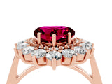 Rose gold Heart Cut Garnet Floral Double Halo Engagement Ring with Prong Setting_88