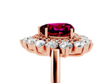 Rose gold Heart Cut Garnet Floral Double Halo Engagement Ring with Prong Setting_89
