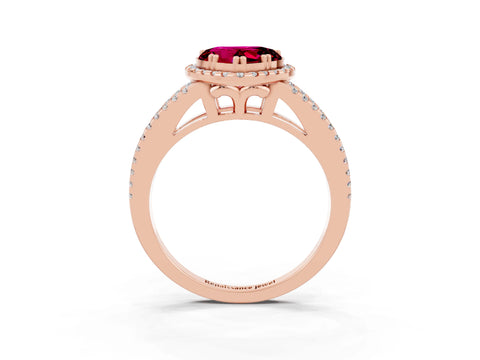 Rose gold Heart Cut Garnet Halo Split Shank Engagement Ring_15