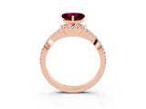 Rose gold Heart Cut Garnet Halo Twist Band Solitaire Prong Setting Ring_3
